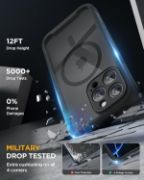 Picture of Miracase Magnetic Case for iPhone 16 Pro 6.3" with 9H Screen Protector, Camera Button & MagSafe Compatible Black Bumper Case