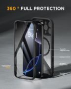 Picture of Miracase Magnetic Case for iPhone 16 Pro 6.3" with 9H Screen Protector, Camera Button & MagSafe Compatible Black Bumper Case