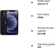 Picture of Apple iPhone 12, 64GB, Black (Renewed)