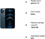 Picture of Apple iPhone 12 Pro, 128GB, Pacific Blue - (Renewed)